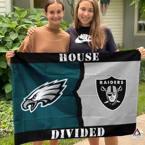 Eagles vs Raiders House Divided Flag, NFL House Divided Flag