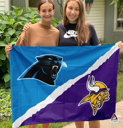 Panthers vs Vikings House Divided Flag, NFL House Divided Flag
