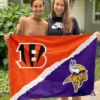 Cincinnati Bengals vs Minnesota Vikings House Divided Flag, NFL House Divided Flag