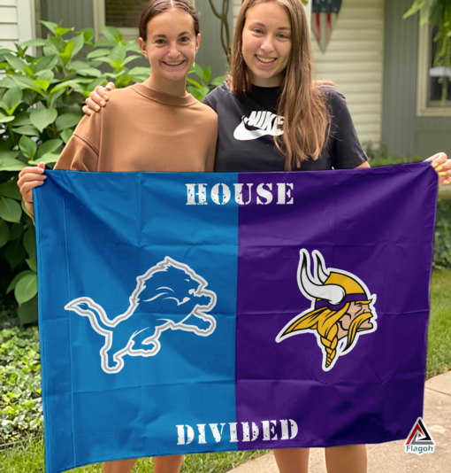 Lions vs Vikings House Divided Flag, NFL House Divided Flag