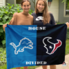 Detroit Lions vs Houston Texans House Divided Flag, NFL House Divided Flag