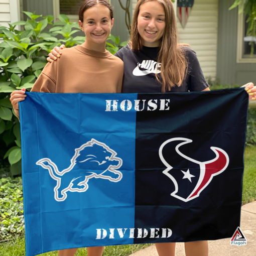 Lions vs Texans House Divided Flag, NFL House Divided Flag