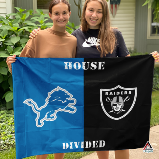 Lions vs Raiders House Divided Flag, NFL House Divided Flag