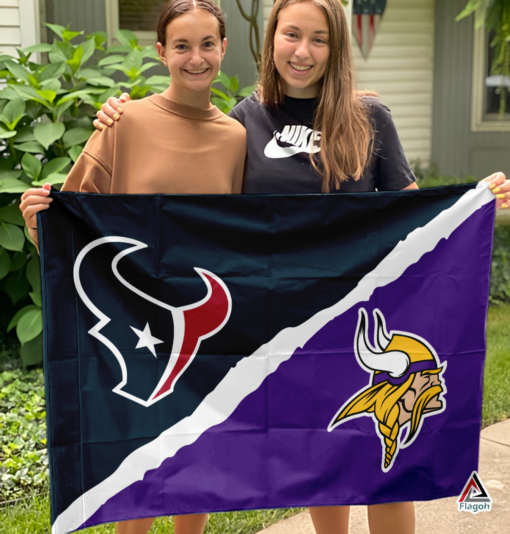 Texans vs Vikings House Divided Flag, NFL House Divided Flag