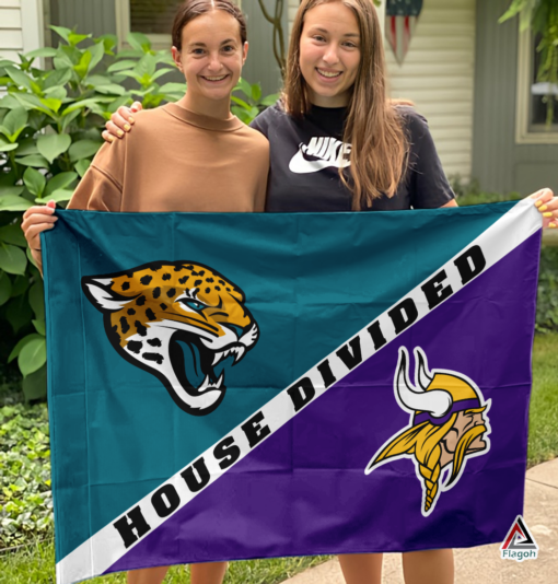 Jaguars vs Vikings House Divided Flag, NFL House Divided Flag