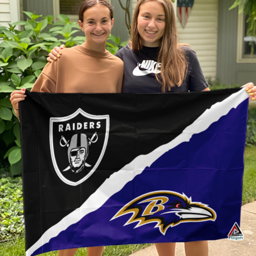 Raiders vs Ravens House Divided Flag, NFL House Divided Flag