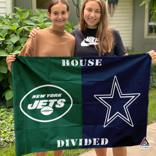Jets vs Cowboys House Divided Flag, NFL House Divided Flag