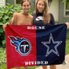 Tennessee Titans vs Dallas Cowboys House Divided Flag, NFL House Divided Flag