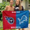 Tennessee Titans vs Detroit Lions House Divided Flag, NFL House Divided Flag