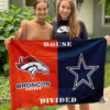 Denver Broncos vs Dallas Cowboys House Divided Flag, NFL House Divided Flag