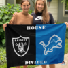 Las Vegas Raiders vs Detroit Lions House Divided Flag, NFL House Divided Flag