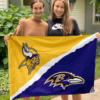 Baltimore Ravens vs Minnesota Vikings House Divided Flag, NFL House Divided Flag