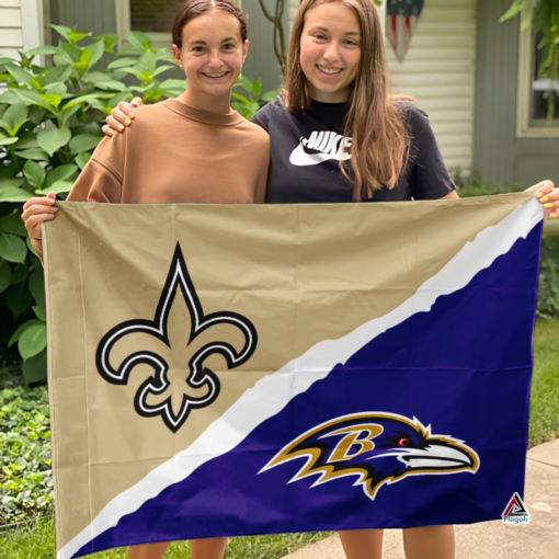 Ravens vs Saints House Divided Flag, NFL House Divided Flag