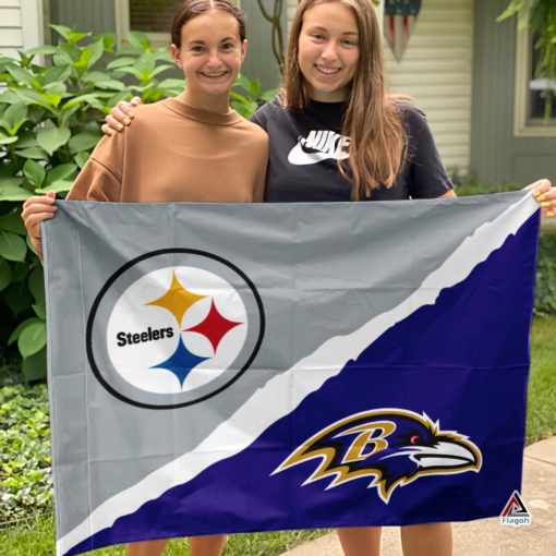 Ravens vs Steelers House Divided Flag, NFL House Divided Flag