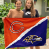 Baltimore Ravens vs Chicago Bears House Divided Flag, NFL House Divided Flag