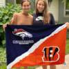Denver Broncos vs Cincinnati Bengals House Divided Flag, NFL House Divided Flag