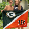 Green Bay Packers vs Cincinnati Bengals House Divided Flag, NFL House Divided Flag