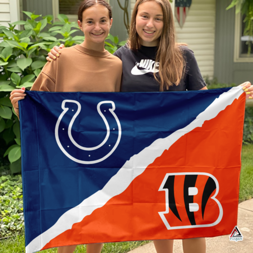 Colts vs Bengals House Divided Flag, NFL House Divided Flag