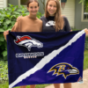 Baltimore Ravens vs Denver Broncos House Divided Flag