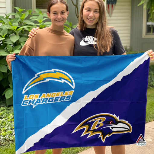 Ravens vs Chargers House Divided Flag, NFL House Divided Flag