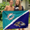 Miami Dolphins vs Baltimore Ravens House Divided Flag, NFL House Divided Flag