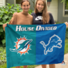 Miami Dolphins vs Detroit Lions House Divided Flag, NFL House Divided Flag