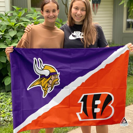 Vikings vs Bengals House Divided Flag, NFL House Divided Flag