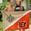 New Orleans Saints vs Cincinnati Bengals House Divided Flag, NFL House Divided Flag