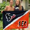 Houston Texans vs Cincinnati Bengals House Divided Flag, NFL House Divided Flag