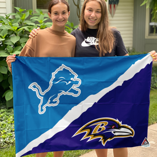 Lions vs Ravens House Divided Flag, NFL House Divided Flag