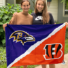 Baltimore Ravens vs Cincinnati Bengals House Divided Flag, NFL House Divided Flag