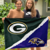 Green Bay Packers vs Baltimore Ravens House Divided Flag, NFL House Divided Flag