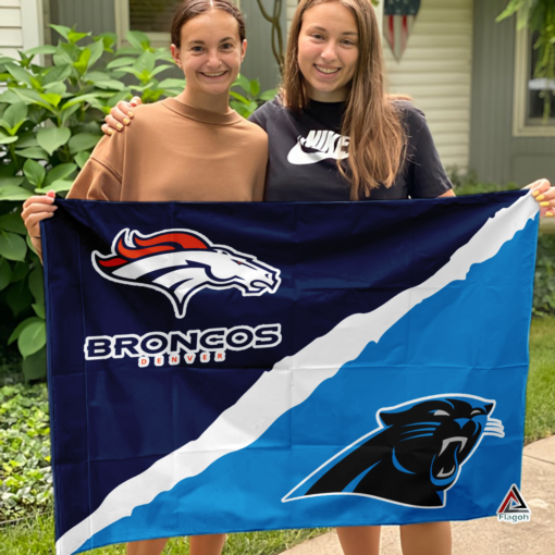 Broncos vs Panthers House Divided Flag, NFL House Divided Flag