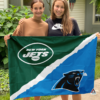 New York Jets vs Carolina Panthers House Divided Flag, NFL House Divided Flag