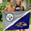 Pittsburgh Steelers vs Baltimore Ravens House Divided Flag, NFL House Divided Flag