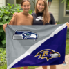 Seattle Seahawks vs Baltimore Ravens House Divided Flag, NFL House Divided Flag