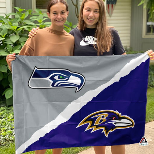 Seahawks vs Ravens House Divided Flag, NFL House Divided Flag