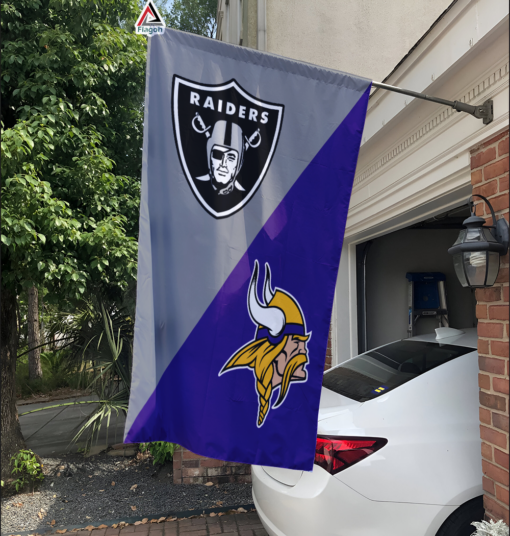 Raiders vs Vikings House Divided Flag, NFL House Divided Flag