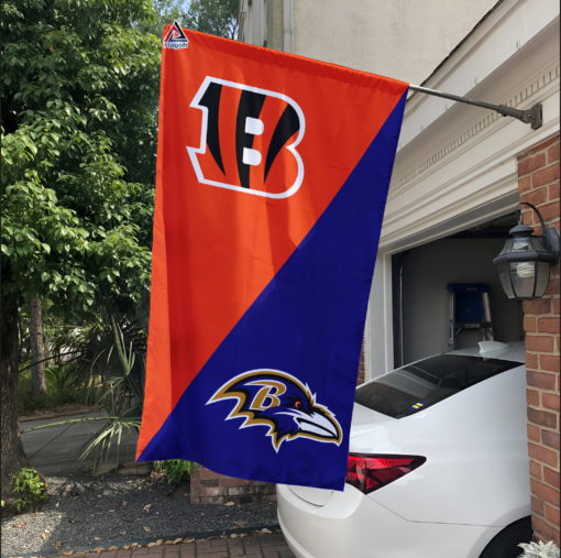 Bengals vs Ravens House Divided Flag, NFL House Divided Flag