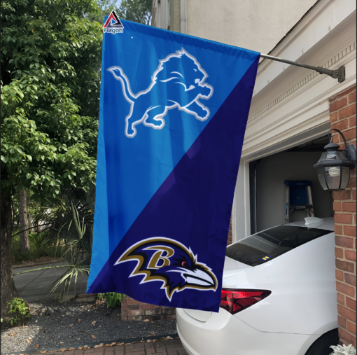 Lions vs Ravens House Divided Flag, NFL House Divided Flag