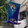 Baltimore Ravens vs Jacksonville Jaguars House Divided Flag, NFL House Divided Flag