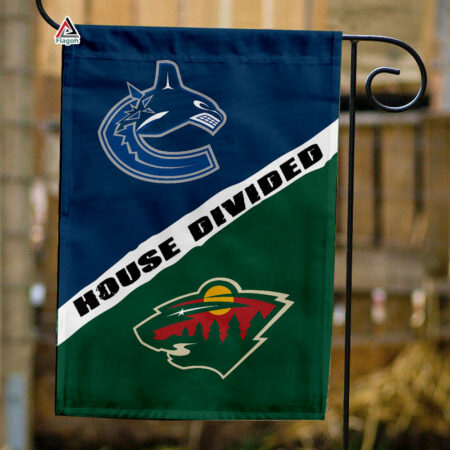 Canucks vs Wild House Divided Flag, NHL House Divided Flag