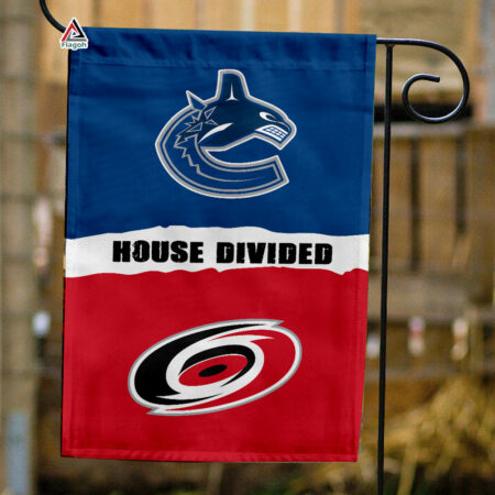 Canucks vs Hurricanes House Divided Flag, NHL House Divided Flag