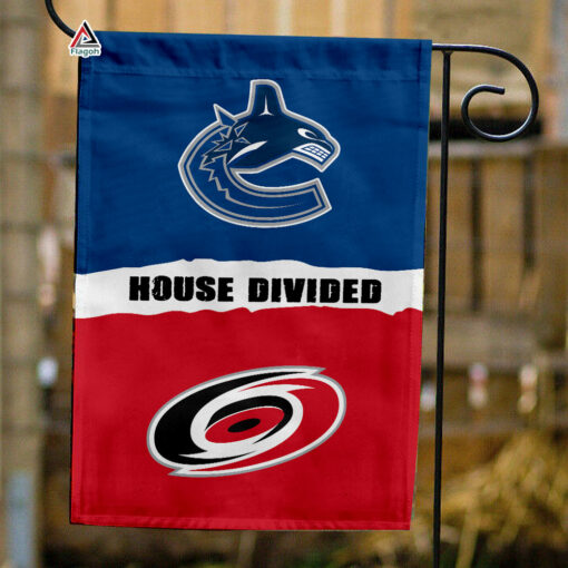 Canucks vs Hurricanes House Divided Flag, NHL House Divided Flag