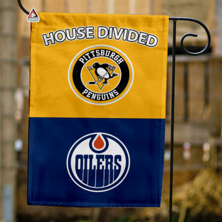 Penguins vs Oilers House Divided Flag, NHL House Divided Flag