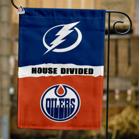 Lightning vs Oilers House Divided Flag, NHL House Divided Flag
