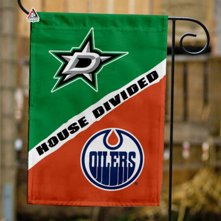 Stars vs Oilers House Divided Flag, NHL House Divided Flag