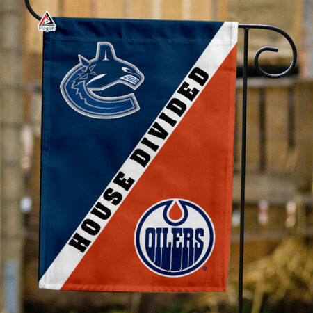 Canucks vs Oilers House Divided Flag, NHL House Divided Flag