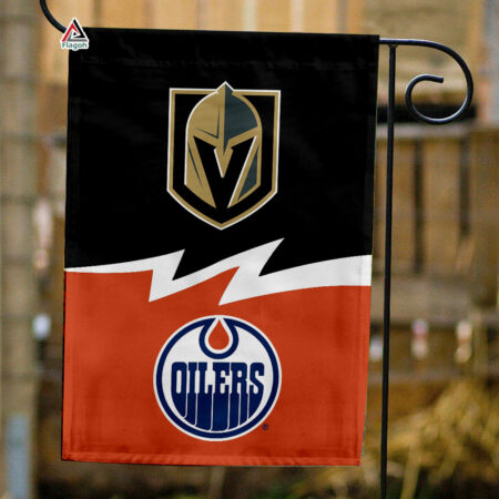 Golden Knights vs Oilers House Divided Flag, NHL House Divided Flag