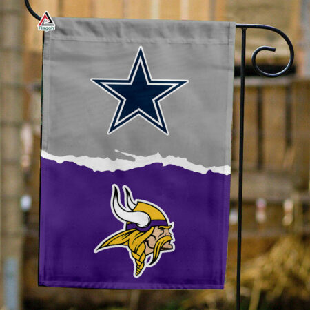 Cowboys vs Vikings House Divided Flag, NFL House Divided Flag